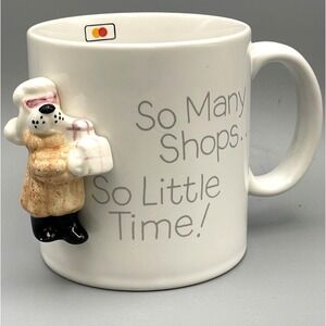 Vtg Applause "So Many Shops Little Time" 3D Coffee Tea Mug Shopaholic Dog Thrift